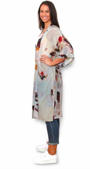 Calm Rescue Story - Long 100% Natural Silk Kimono Autumn