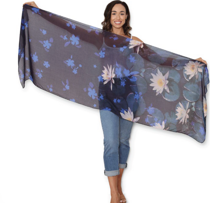 Water Lily Pond - 100% Natural Fibre Scarf