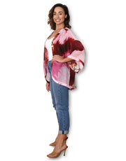 Big Bloom Theory - Long 100% Natural Silk Kimono Autumn