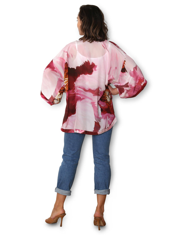 Big Bloom Theory - Long 100% Natural Silk Kimono Autumn