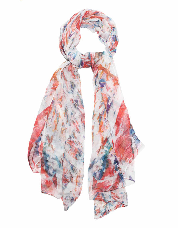 white, red and blue scarf designed by artist Oana Soare